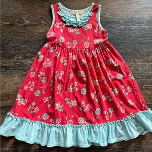 Matilda Jane Red Floral Dress with Blue Trim